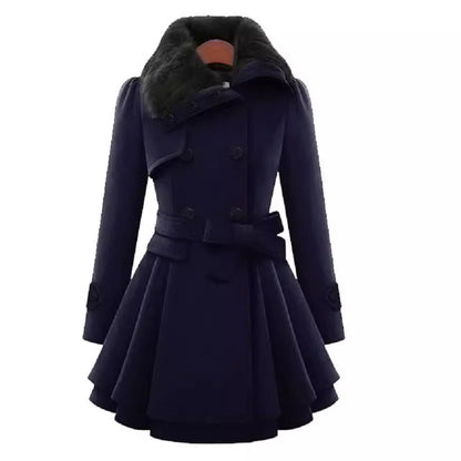 Women's Spring Large Mid-length Woolen Double Breasted Coats