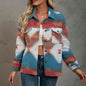 Women's Geometric Pattern Loose Lapels Pocket Button Coats