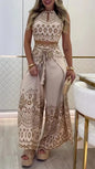 Women's Summer Retro Ethnic Style Halter Wide Suits