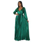 Women's Autumn Lantern Sleeve Pleated Dress Long Dresses