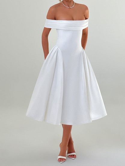 Women's Spring Fashion Sexy Backless Pure Color Dresses