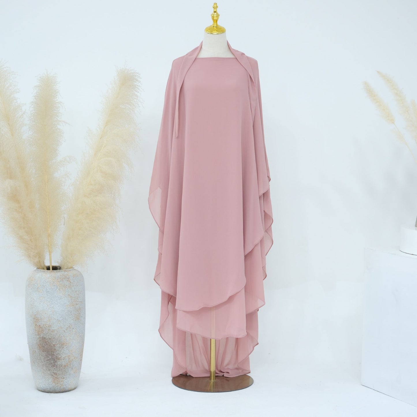 Solid Color Front Rear Chiffon Big Dresses