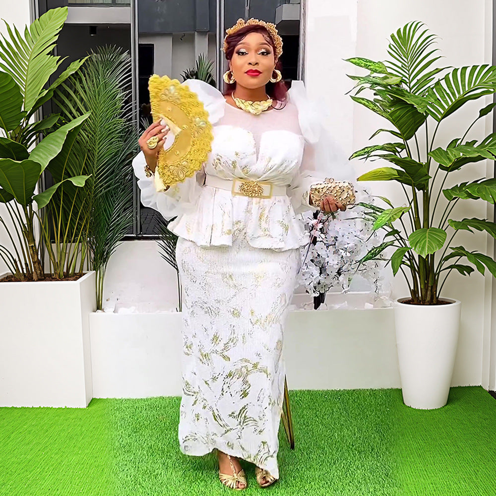 Women's African Wear Dress Fashionable Sequins Christmas Dresses