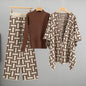 Women's High-grade Elegant Shawl Fashionable Jacquard Three-piece Sweaters
