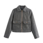 Women's Autumn Fashion Soft Woolen Pocket Zipper Coats