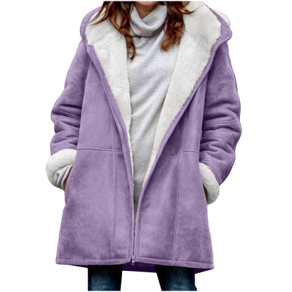 Women's Casual Loose Veet Thickened Solid Color Coats