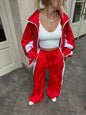 Women's Casual Fashion Loose Color Matching Long Sleeve Zipper Suits
