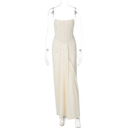 Women's Tube Stitching Elegant Street Style Long Solid Dresses