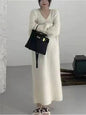Women's Style Purple Long Dress Simple Western Knitted Dresses