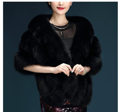 Women's Fur Shawl White Cloak Bridal Cape Coats