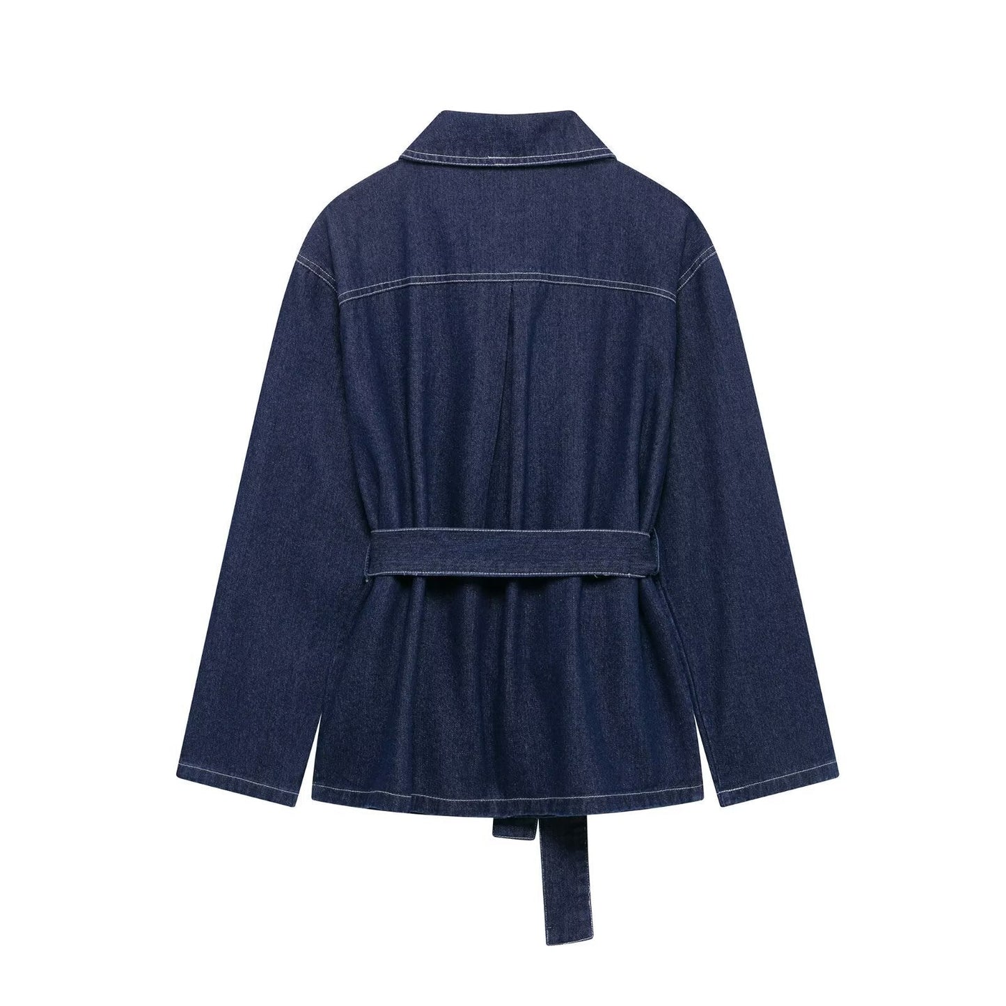 Women's Popular Classy Belt Lapel Denim Suits