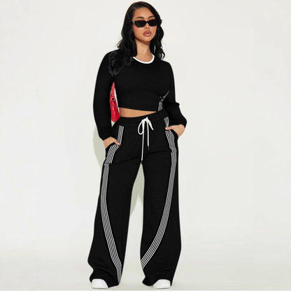 Women's Fashion Casual Long Sleeve Side Striped Suits