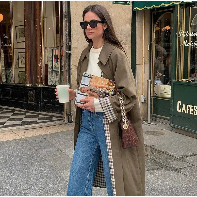 Women's Elegant Lapel Single Breasted Trench Tooling Coats