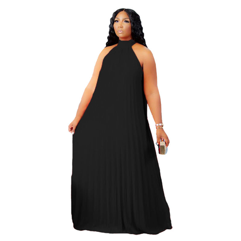 Women's Elegant Graceful Pleated Spring Outing Sleeveless Dresses