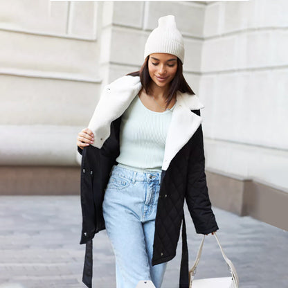 Women's Mid-length Cotton Long Sleeve High Collar Warm Loose Casual Coats