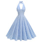 Women's Elastic Hepburn Style High Waist Halter Dresses