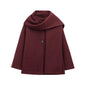 Women's Homemade Blended Scarf Round Neck Long Coats