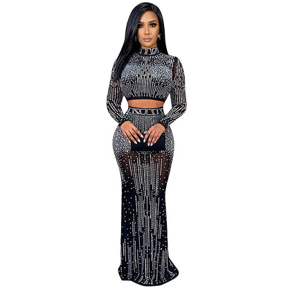 Women's Fashion Sexy Nightclub Mesh Long Sleeve Suits