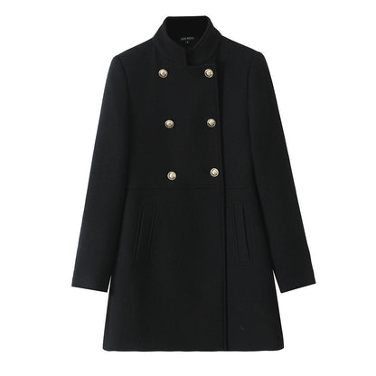 Women's Elegant Wool Blend Double-breasted Overcoat Coats