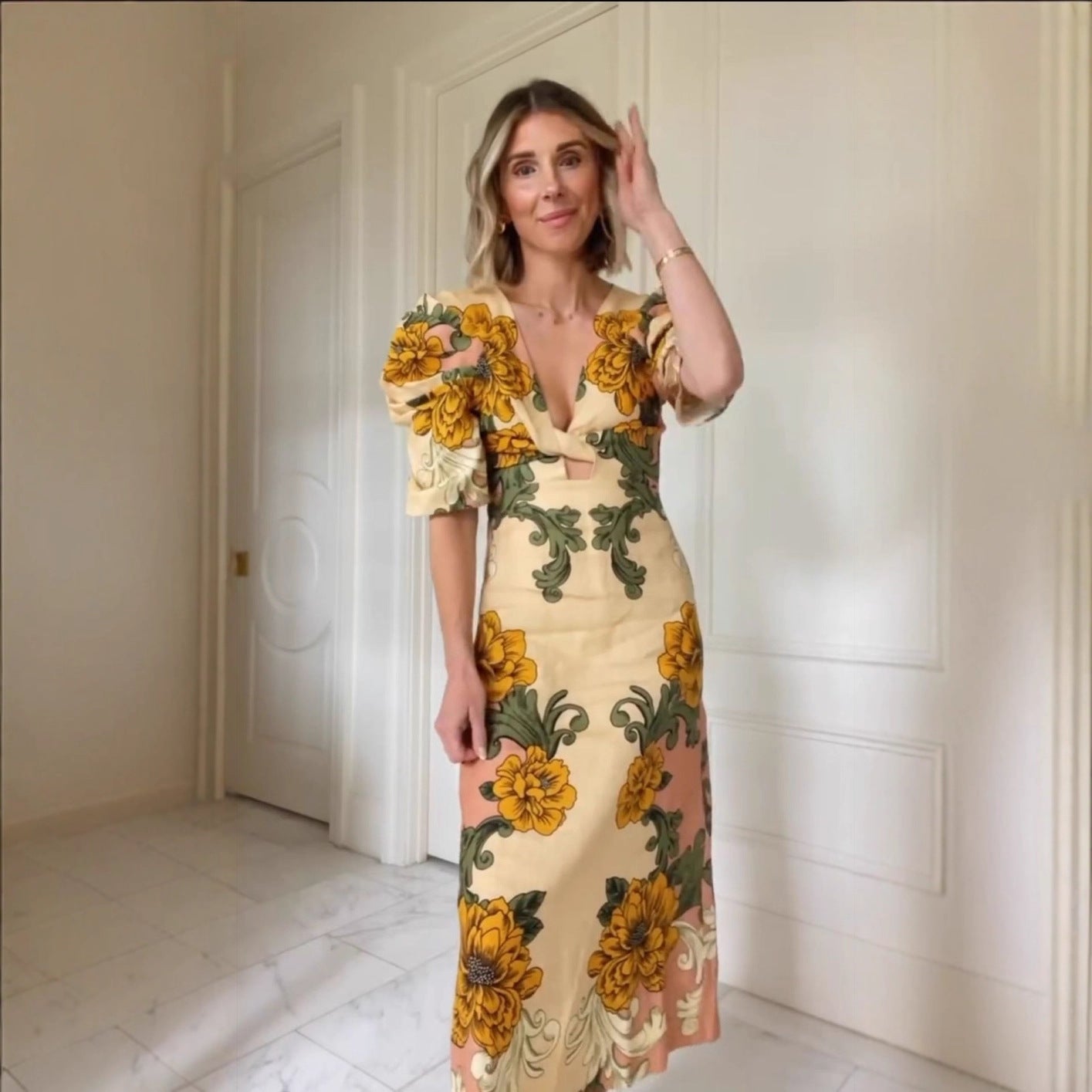 Women's Linen Positioning Print Dress Loose Vacation Dresses