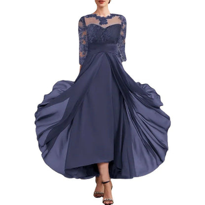 Women's Dress Chiffon Stitching Lace Long Bridesmaid Dresses