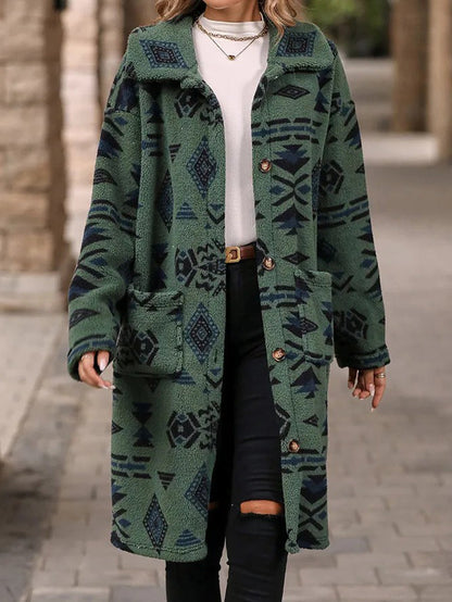 Women's Stylish Lapel Long Sleeve Plush Coats