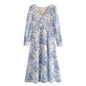 Women's Printed Front Row Buttons Hem Sexy Dresses