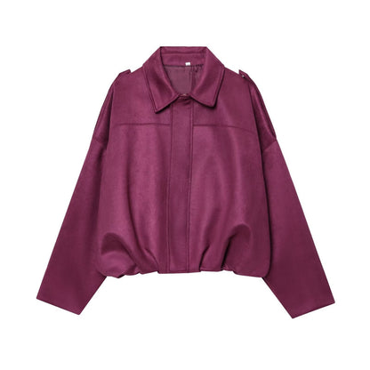 Women's Attractive Suede Texture Effect Bomber Jackets
