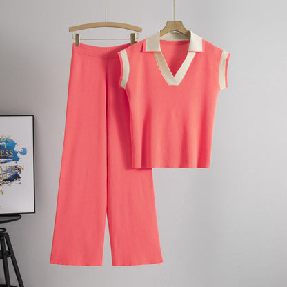 Women's Knitted Two-piece Summer Loose Slimming Fashion Suits