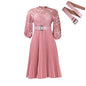 Women's Lace Crochet Sexy Cutout Pleated Stitching Dresses