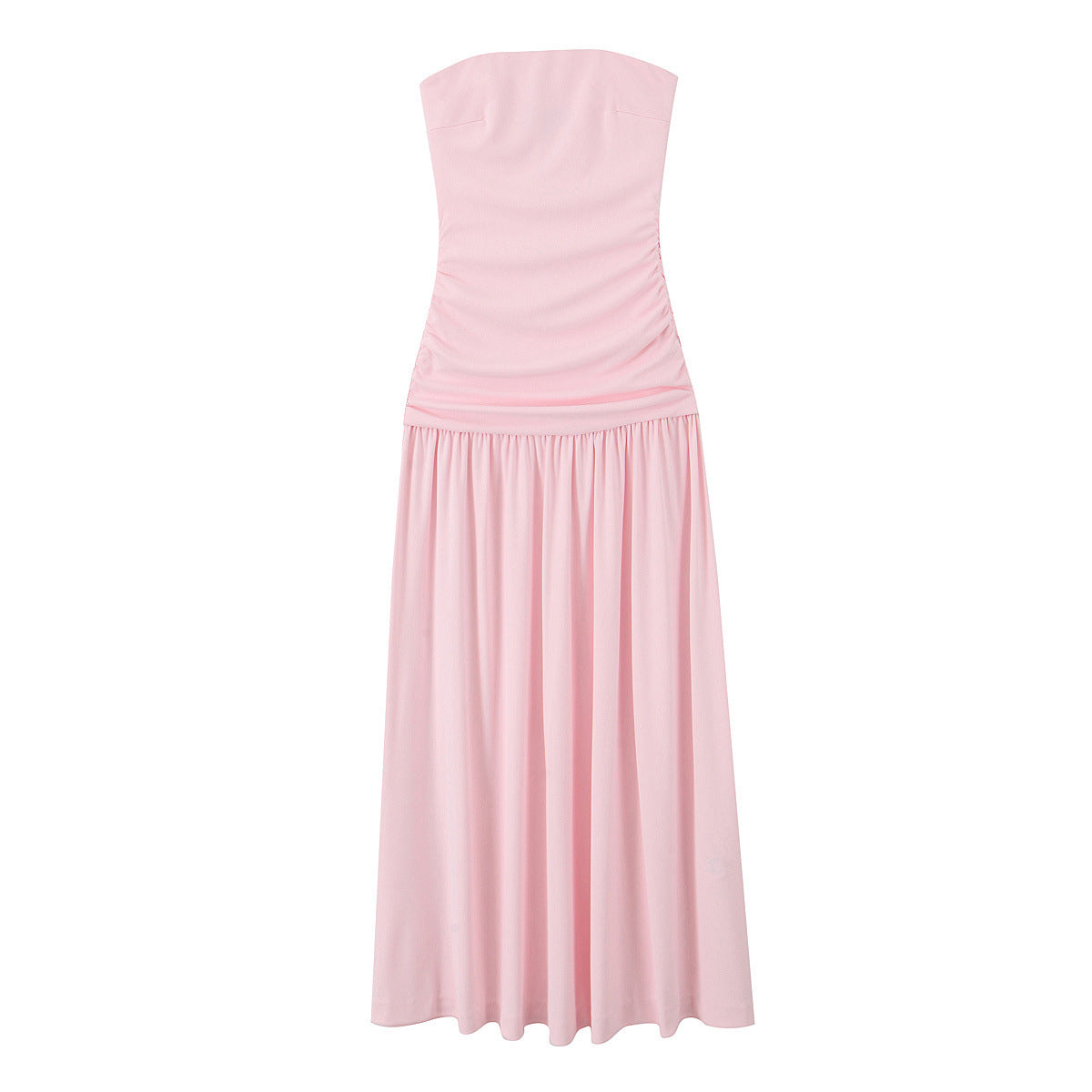 Women's French Pleated Strapless Sleeveless Long Dress Dresses
