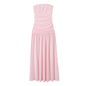 Women's French Pleated Strapless Sleeveless Long Dress Dresses