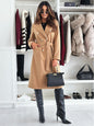 Women's Simple Fashion Solid Color Double-breasted Woolen Coats