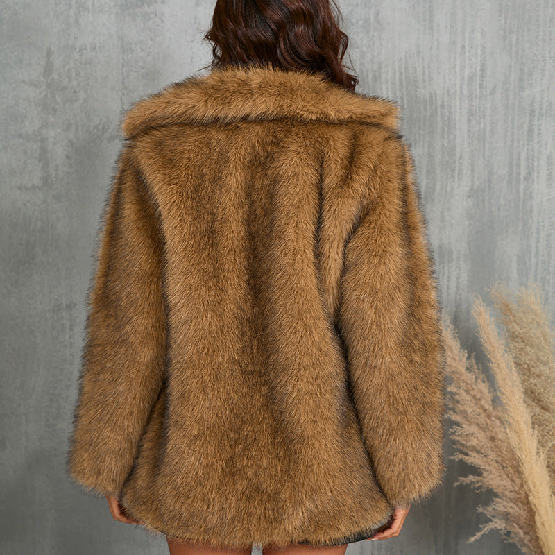 Women's Versatile Pretty Fur Imitation Collar Coats