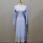 Women's Elegant Long-sleeved Wrapped Chest Mid-length Knitted Pleated Dresses