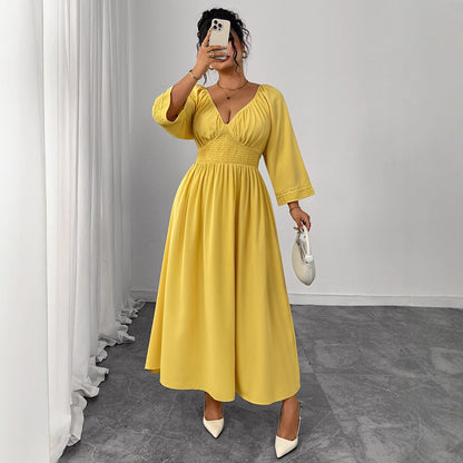 Women's Dress Sexy Temperament Deep Yellow High Dresses