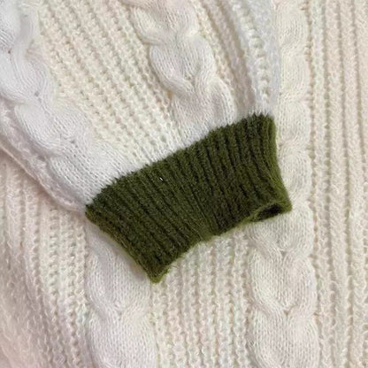 Women's Leaf Embroidery Lantern Sleeve Loose Casual Sweaters