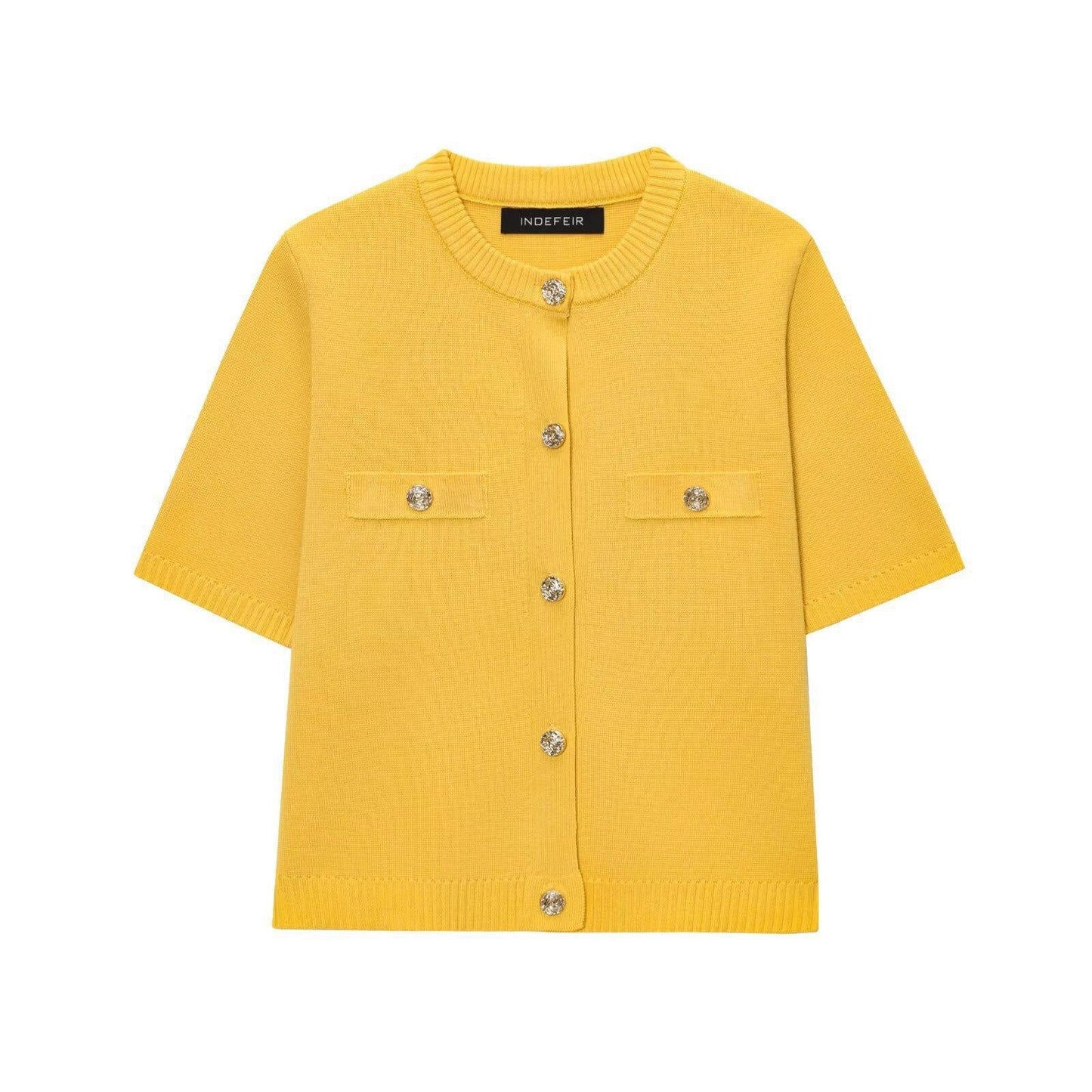 Women's Sleeve Knit Shirt Fashion Autumn Yellow Sweaters