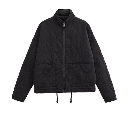 Women's Wear Commuting Fashion Stand Collar Diamond Coats