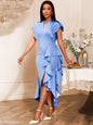 Elegant Ruffled Dress High Waist Slit Irregular Dresses