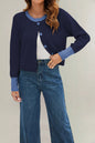 Women's Single Row Button Contrast Color Knitted Sweaters