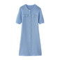 Women's Summer Fashion Round Neck Single-breasted Sleeve Dresses