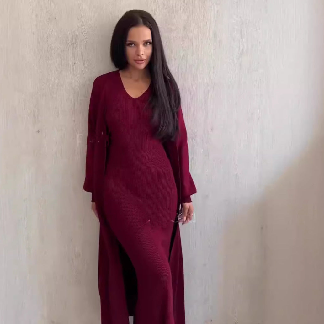 Women's Autumn Fashion Solid Color Long Dress Suits