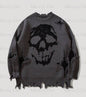 Skull Pattern Personality Street Ripped Pullover Sweaters