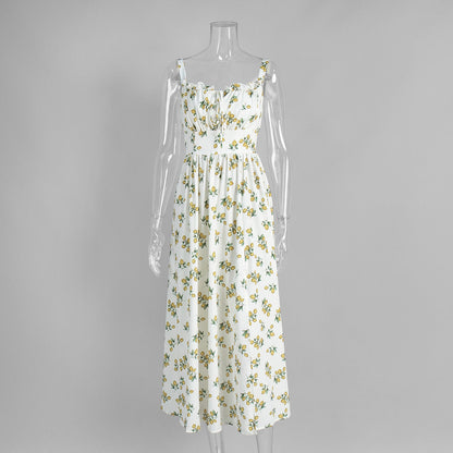 Floral Slip Dress Summer Low Collar Dresses