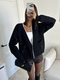 Bow Long Sleeve Loose Contrast Color Sweaters