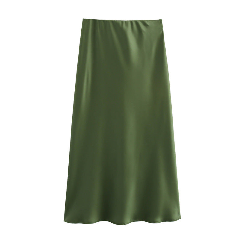 Women's Summer French Fashion Silk Satin Texture Skirts