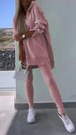 Women's Sports Casual Slit Hooded Tights Two-piece Suits