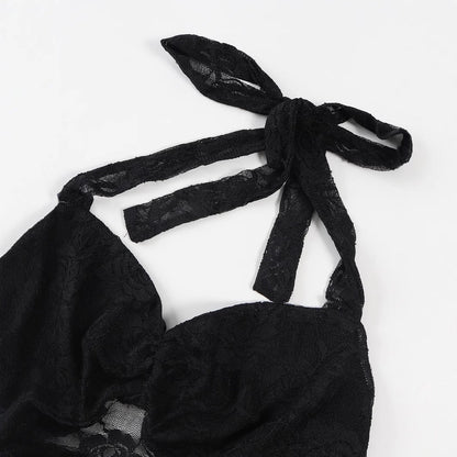 Women's Hollow Out Lace Sexy Suspenders Exposed Tops