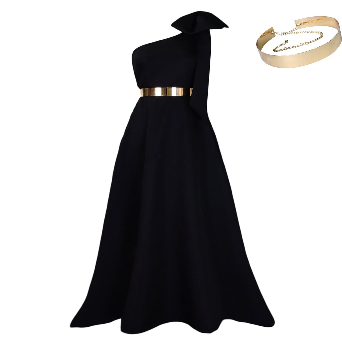 Graceful Fashionable Oblique Shoulder Bow Banquet Dresses